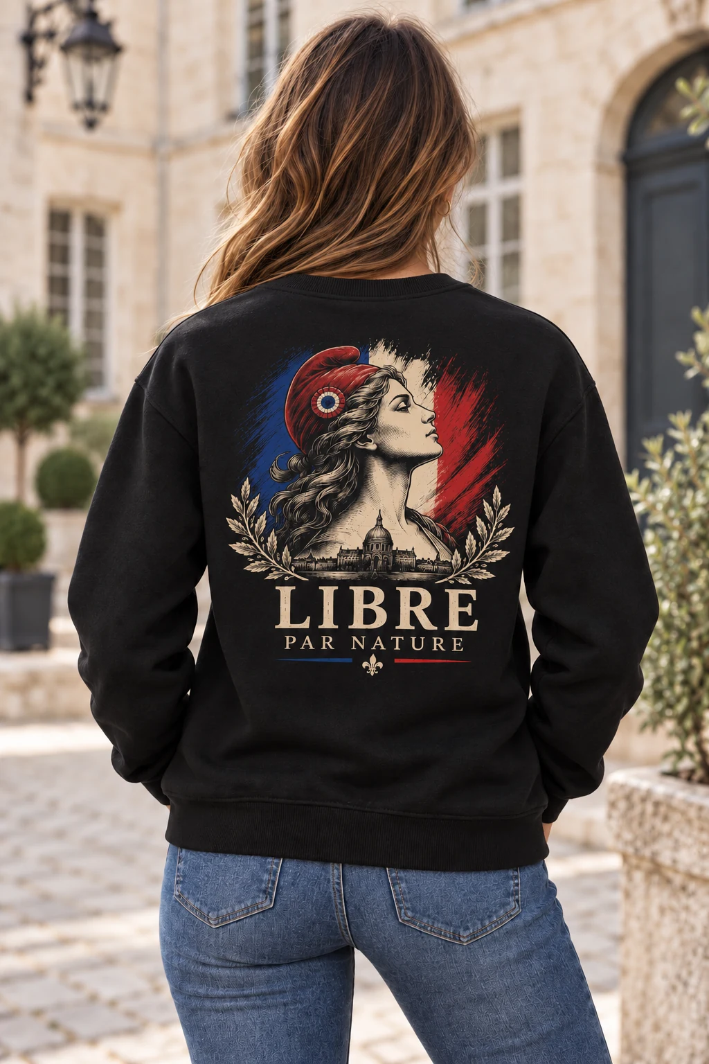 Sweat-shirt Oriflamme Libre par nature, porté de dos